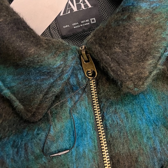 Zara DNWR. Men's Wool Blended Fluffy Plaid Jacket - Size L - Picture 12 of 13